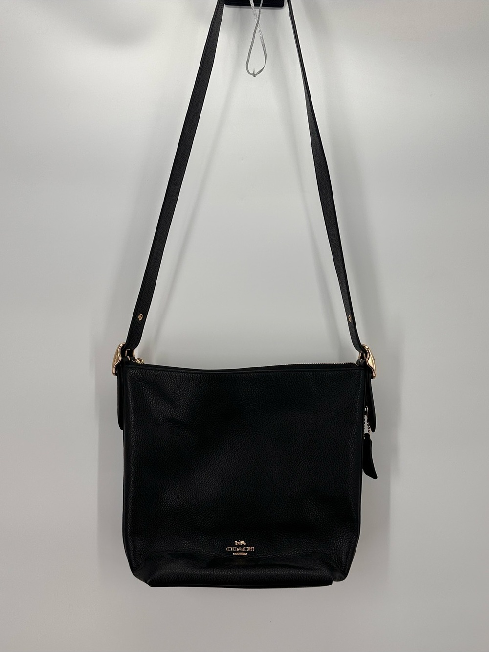 Coach Black Leather Val Duffle Shoulder & Crossbody Bag with Gold Tone Hardwear